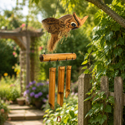 Owl bamboo wind - owl, handmade