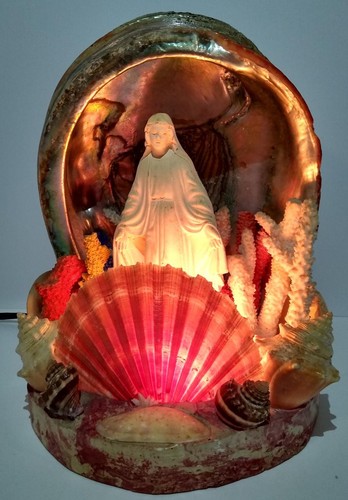 Virgin mary seashell lamp - virgin,