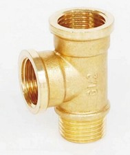 BSP 1/8" 1/4" 3/8" Female Male Thread Brass T Union Tee Fitting Pipe Adapter FFM