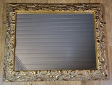 Vintage Rectangular Mirror Gold Ornate Floral Resin & Wood Frame 24.5x19.5 Inch