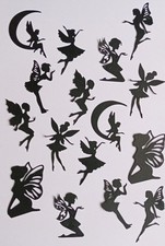 16 Fairies Silhouette Die Cuts, Black