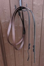 Quality English Leather Rubber Reins - Havana Brown, Full *Free Postage*