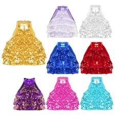 Kids Girls Sparkly Sequins Crop Top Vest Latin Jazz Dance Performance Costume