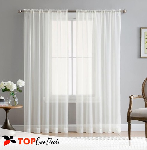 Pair ivory voile - (2, panels)