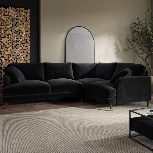 Black velvet seater - velvet, 4