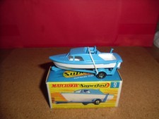 Matchbox Sup/fast #9-Boat & Trailer,Nr Mint In Nr Mint Orig 'G' Box,NOS,1970/71.