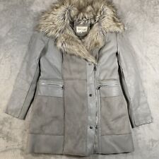 River Island Coat Womens UK 14 Biege Afghan Faux Leather Fur Patchwork PennyLane