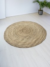 Large Round Rug Jute Natural Circle Mat Braided Design 180 cm Diameter Faulty