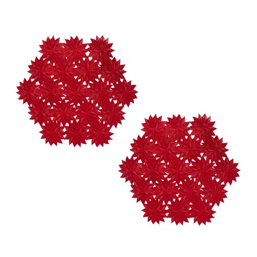 Red poinsettia placemats - placemats, 2pack
