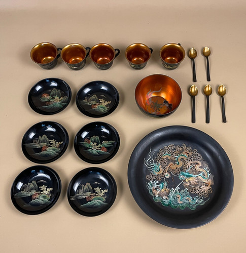 Japanese lacquerware tea set - japanese,