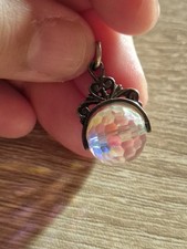 Rainbow Crystal Small Pendant Spinner Charm Fob Sterling Silver