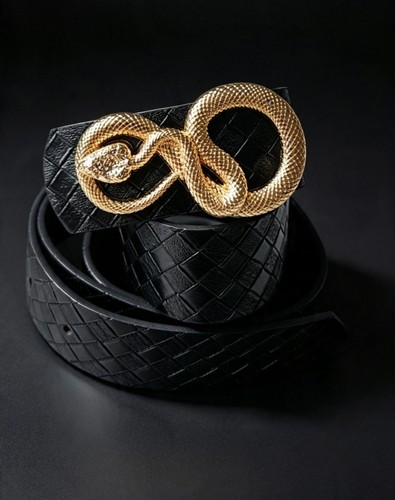 Black embossed belt - belt, 100cm