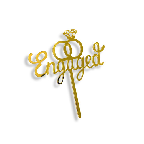 Acrylic cake topper engaged - acrylic,