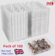 Pack of 100 Quail Egg Box Plastic Boxes Cartons Flat Top 12-Compartment Design