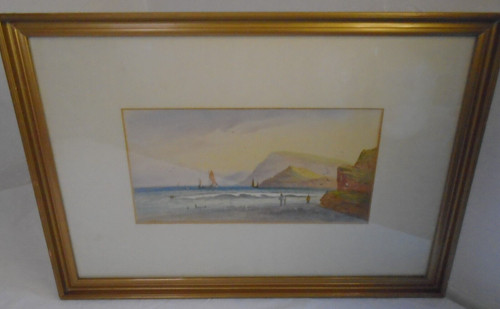 Framed watercolour coastal - framed,