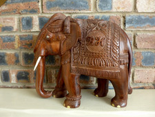 Vintage Decorative Large Hand Carved Wooden Elephant Weight Around 5kg Collector