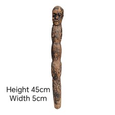 African Ritual Hand Carved Staff Wooden Carved Head Vintage