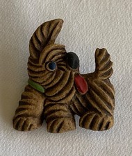 Antique Vintage Art Deco Terrier Dog Brooch Carved Resin Acrylic Celluloid