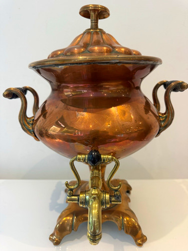 Antique copper samovar tea urn - antique,