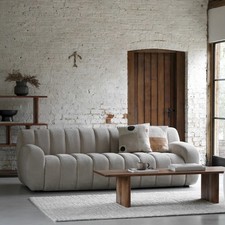 Luxury Designer House Of Isabella Coste Cream Fabric 3 Seater Sofa RRP £2469.90