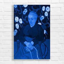 Flower Garden Portrait Vibrant Floral Blue Canvas Print Large Picture Wall Art