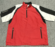 Stuburt Jacket Mens L Red Golf Windstopper Windbreaker Pockets Pullover 1/4 Zip