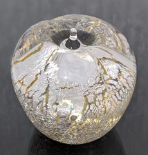 Vintage Marcolin Handmade Sweden Art Glass Crystal Apple Paperweight Signed