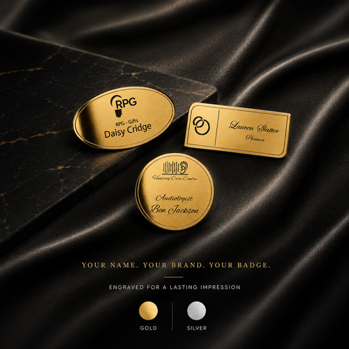 Custom engraved badges - engraved,