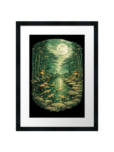 Moonlit bamboo forest koi - koi, pond