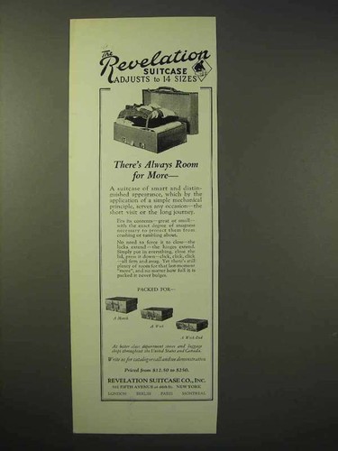 1926 revelation suitcase - revelation, ad