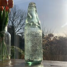 W. Biscombe Plymouth Clear Green Glass 10 oz Vintage Codd Bottle