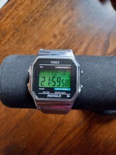Timex Indiglo Retro Watch, LCD screen, Stainless steel, WR30M