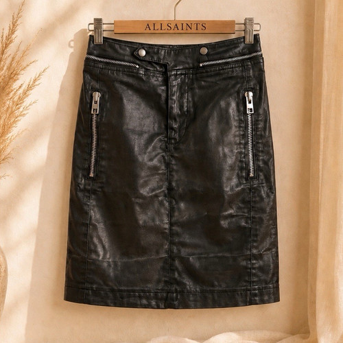 Allsaints black coated skirt - allsaints,