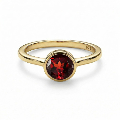 Garnet solitaire ring 14ct - garnet,