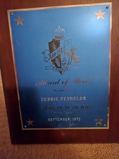 Debbie Reynolds Owned September 1972 Award of Merit Engraved Plaque from her Son