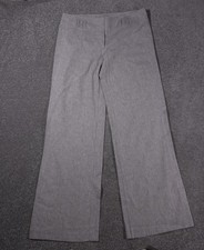 New Look Linen Blend Trousers Women's Uk 14 Tall Grey Wide Leg Lightweight