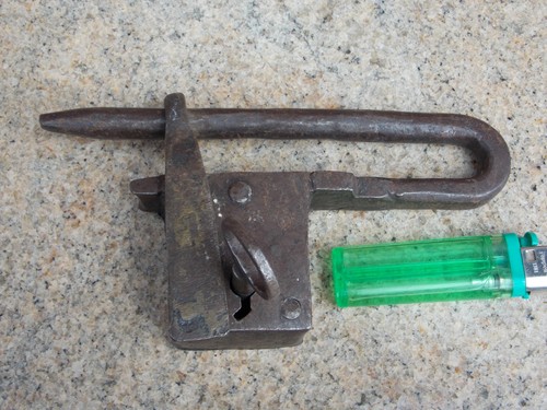Antique iron church padlock - iron,