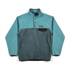 Patagonia Synchilla Mens Grey & Green 1/4 Popper Fleece Jacket