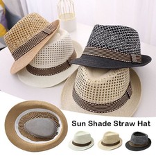 Summer Straw Fedora Hat Trilby