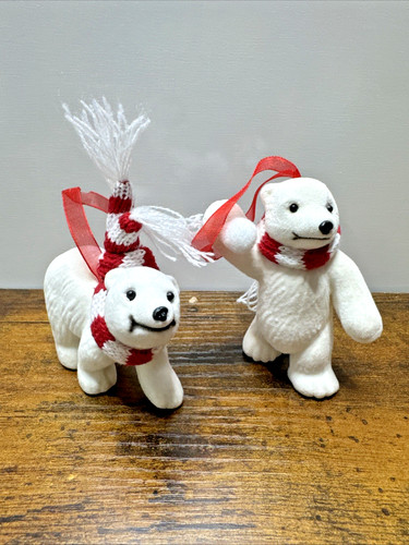 Flocked polar bear christmas - flocked,