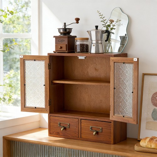 Rustic wooden display cabinet - rustic,