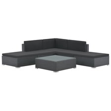 Sofa Set Black PE rattan Large