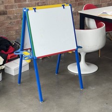 Kids Schoolmate Easel - Magnetic Whiteboard With Paper Holding Clips & Pots