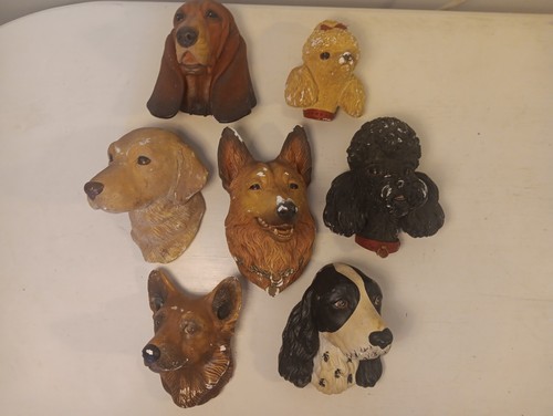 Bossons chalkware dog heads - 7x,