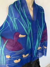 Vtg Vera Duck Duckling Pond Nature Pure Wool Long Scarf Muffle Shawl 51''x14''
