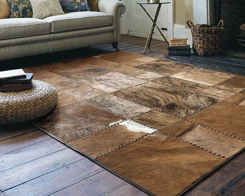 Handmade natural cowhide rug - natural,