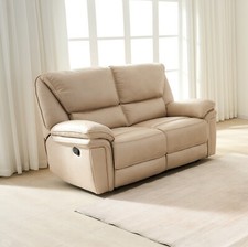 Beige High Quality Fabric Reclining 2 Seater Sofa DENVER
