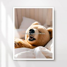 Bedroom Cute Art Cosy Sleeping Teddy Bear Sleep Print Wall Picture Childs Room