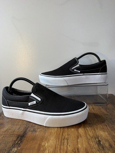 Vans black platform slip - black, on