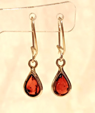 Sterling Silver 925 Small Teardrop Shaped Amber Earrings. Hook Fasteners.